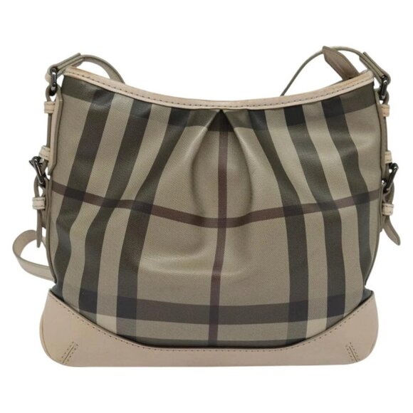 BURBERRY Nova Check Shoulder Bag PVC Khaki Auth BA711 - Picture 2 of 16
